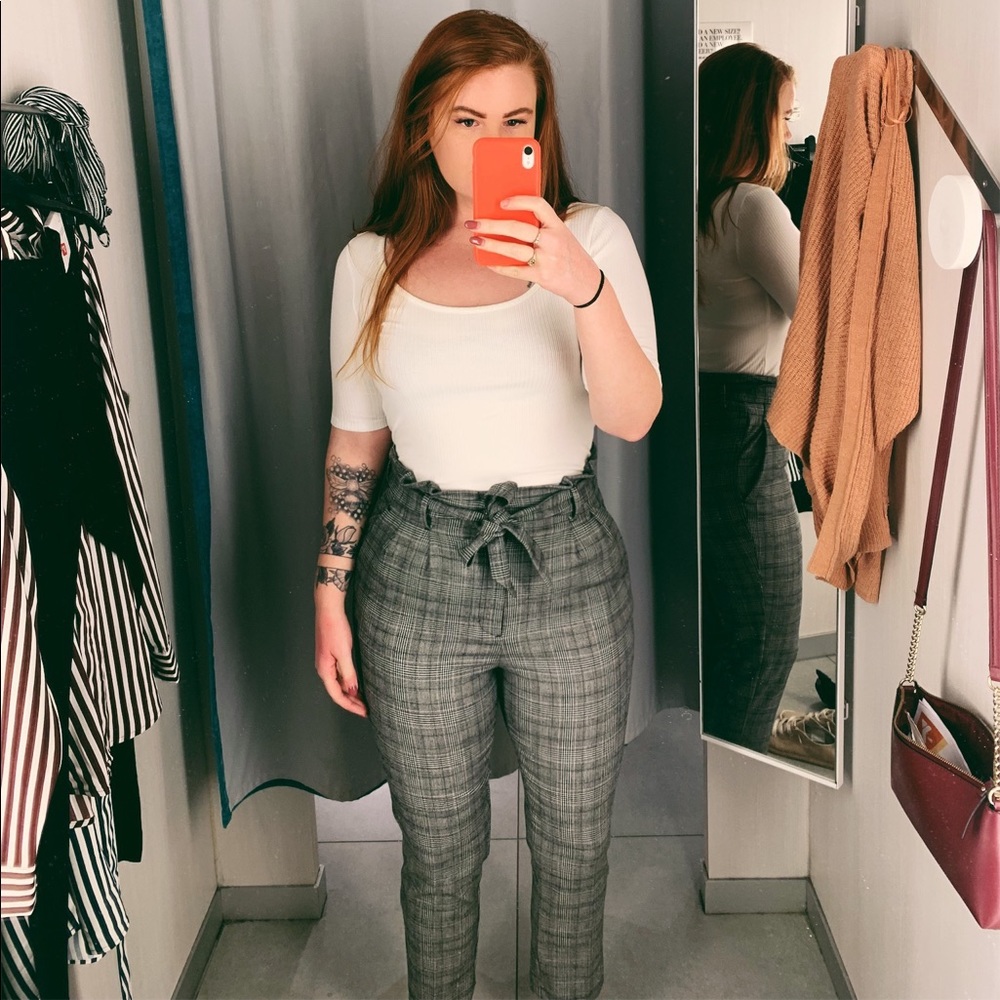 Plaid Paper Bag High Waisted pants